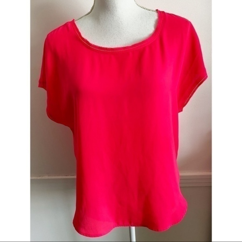 Banana Republic • Neon Pink Picot Trim Blouse